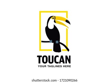 Toucan-Vogel-flache Vektorgrafik-Logo-Vorlage einzeln auf Weiß
