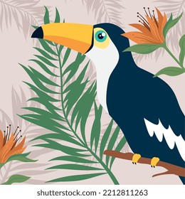 toucan bird with flowers pattern