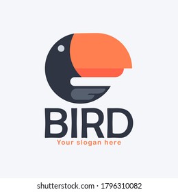 Toucan bird head logo vector design with text, perfect for logos, posters, stickers