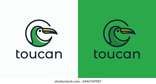 Toucan bird head vector logo design circle frame with modern, simple, clean and abstract style.