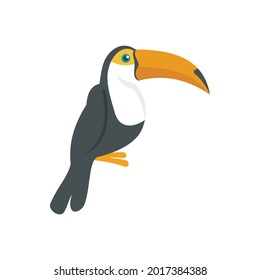 Toucan bird icon. Flat illustration of toucan bird vector icon isolated on white background