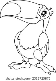 Toucan bird line art coloring book 