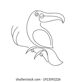 Toucan Bird Line Art vector illustration, Abstract Line Minimalist Wall Art