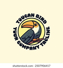 Toucan bird Logo Cartoon Character Vector Illustration