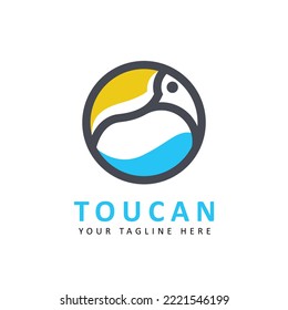 Toucan bird logo in circle style. Vector illustration