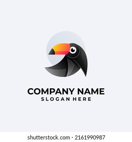 Diseño del logotipo de ave táctil con color degradado