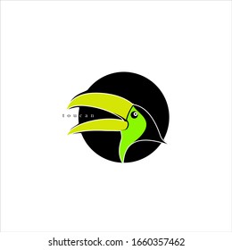 toucan bird logo design vector illustration with circle and black color