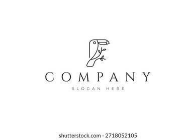 Logotipo del pájaro del tucán con estilo lineal minimalista del diseño