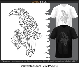 toucan bird Mandala arts. isolated on white background.