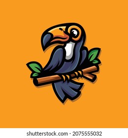 toucan bird mascot character logo design