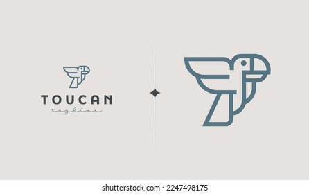 Toucan Bird Monoline Logo Vorlage. Universal Creative Premium Symbol. Vektorgrafik