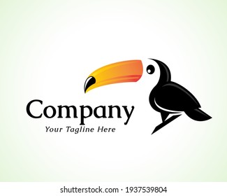 toucan bird perch logo symbol design illustration inspiration