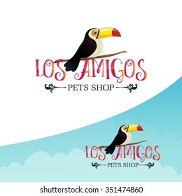 Toucan bird. Pets shop logo. Vector illustration EPS10.