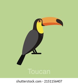 Toucan bird series, vector flat icon