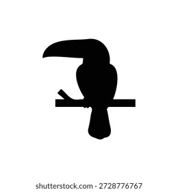 Toucan bird silhouette icon vector flat design.