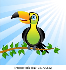 Toucan bird sitting on vetch,vector illustration