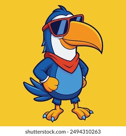 toucan bird use sunglass mascot isolated