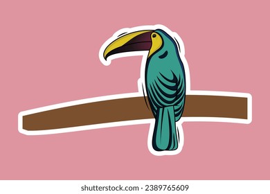 Toucan bird vector cartoon flat icon sticker design illustration. Cute Toucan bird cartoon sticker vector illustration.