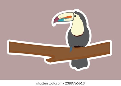 Toucan bird vector cartoon flat icon sticker design illustration. Cute Toucan bird cartoon sticker vector illustration.