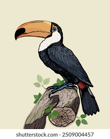 Toucan bird. Vector hand drawn illustration.