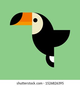 Toucan bird vector. Toucan bird vector icon in flat style. Hornbill bird