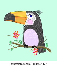 Ilustración del vector de pájaro táctil. Cuta ilustración de pájaro. Color sencillo, dibujado a mano.