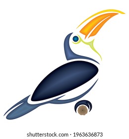 Toucan Bird Vector Illustration. Cute Toucan Isolated On White. Toucan Mascot With Plastic Effect
