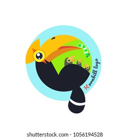 Toucan Bird vector illustration on white background. Hornbill. love. cartoon