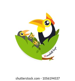 Toucan Bird vector illustration on white background. Hornbill. love. cartoon