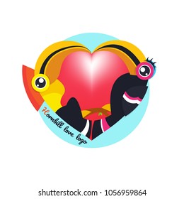 Toucan Bird vector illustration on white background. Hornbill. love. cartoon