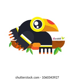Toucan Bird vector illustration on white background. Hornbill. love. cartoon