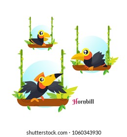 Toucan Bird vector illustration on white background. Hornbill. love. cartoon