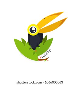 Toucan Bird vector illustration on white background. Hornbill. love. cartoon