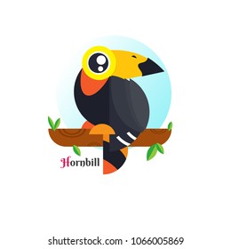 Toucan Bird vector illustration on white background. Hornbill. love. cartoon