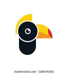 Toucan Bird Vector Logo Template. Toucan FLat Style Tropical Bird Logo