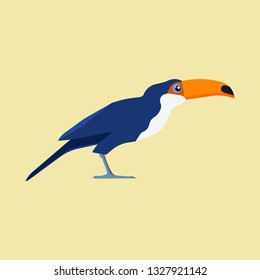 Toucan bird yellow zoo vector icon side view. Flat jungle tropical summer exotic wild parrot. Cartoon paradise