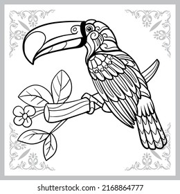 Toucan bird zentangle arts. isolated on white background.