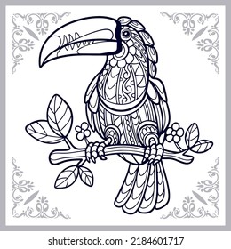 toucan bird zentangle arts isolated on white background.