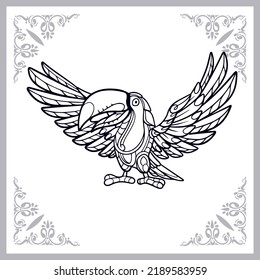 Toucan bird zentangle arts isolated on white background