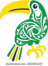 Toucan with Brazil flag color