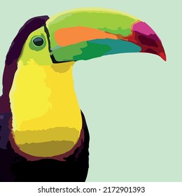 toucan bright colors, painting on the wall