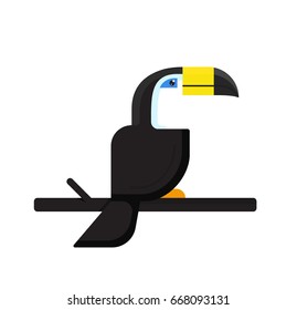 Toucan Cartoon Character Flat Logo