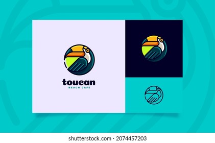Toucan cartoon logo illustration circle
