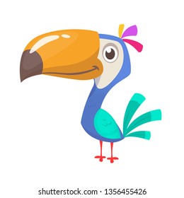 Toucan cartoon. Vector icon of toucan bird. Exotic colorful bird illustration