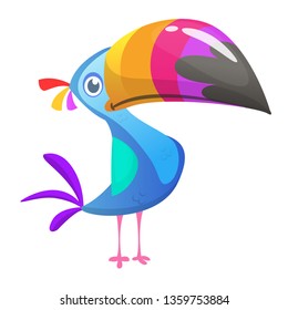 Toucan cartoon. Vector icon of toucan bird. Exotic colorful bird illustration