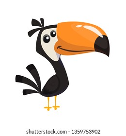 Toucan cartoon. Vector icon of toucan bird. Exotic colorful bird illustration