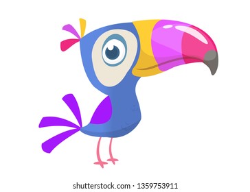 Toucan cartoon. Vector icon of toucan bird. Exotic colorful bird illustration