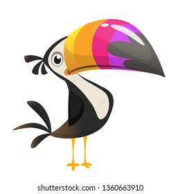 Toucan cartoon. Vector icon of toucan bird. Exotic colorful bird illustration