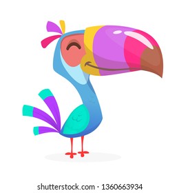 Toucan cartoon. Vector icon of toucan bird. Exotic colorful bird illustration