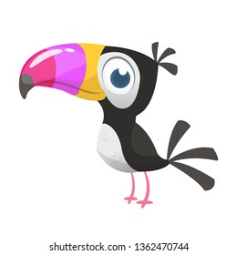 Toucan cartoon. Vector icon of toucan bird. Exotic colorful bird illustration